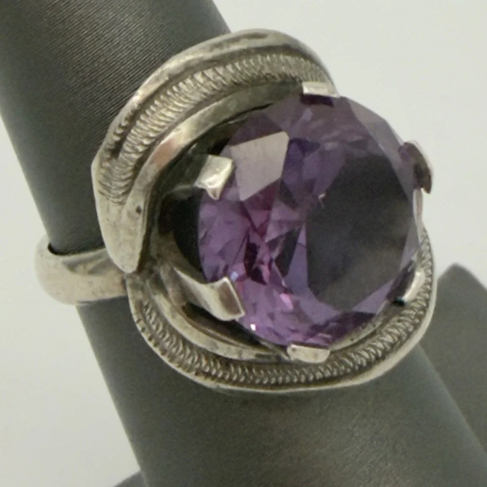 Vtg Taxco Mexico 925 Sterling Alexandrite? Ring Signed FAUS R.  Size 5.75 Read